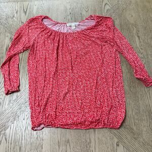 Michael Michael Kors Elastic Hem Red Floral Top‎ XS